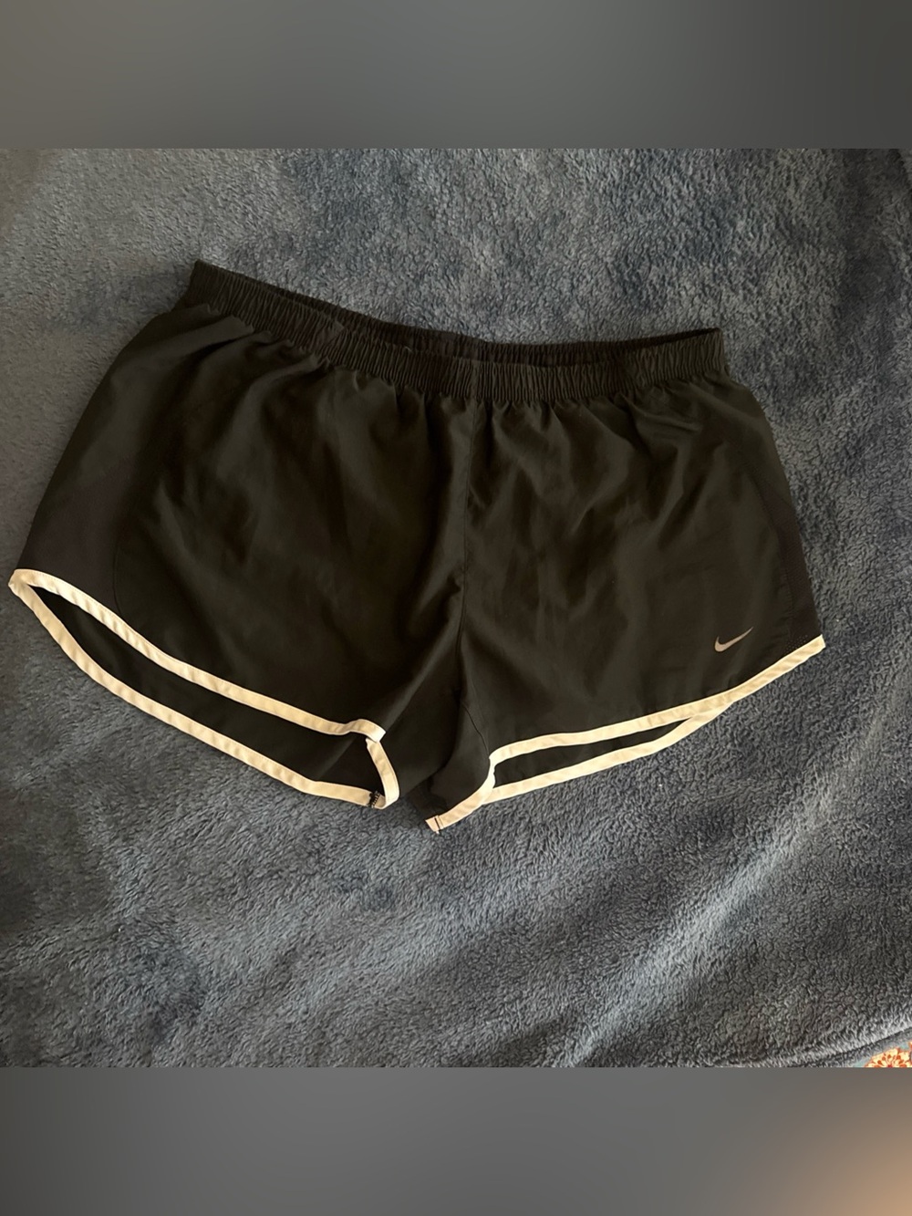 Women’s Nike Lined Running Athletic Shorts Black/White Size L Large Drawstring